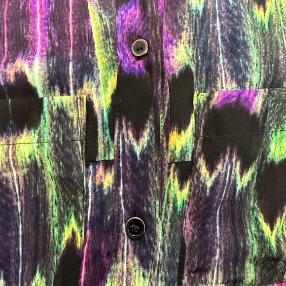 LAmour Nanette Lepore Size XS Colorful Long Sleeve Sheer Button-Up Shirt Art 60s - Picture 8 of 13